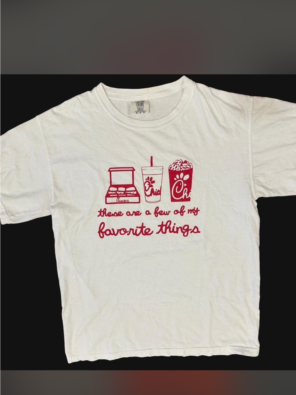 Comfort Colors Chic Fil a White Tee with Red Graphic Accents